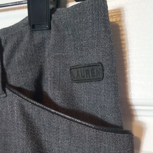 Lauren Virgin Wool Blend Faux Leather Trim Pants - Picture 4 of 7